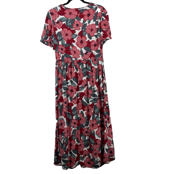 Seasalt Cornwall Size 6 Birch Leaf Midaxi Tea Dress Organic Cotton Red Floral - Picture 9 of 9